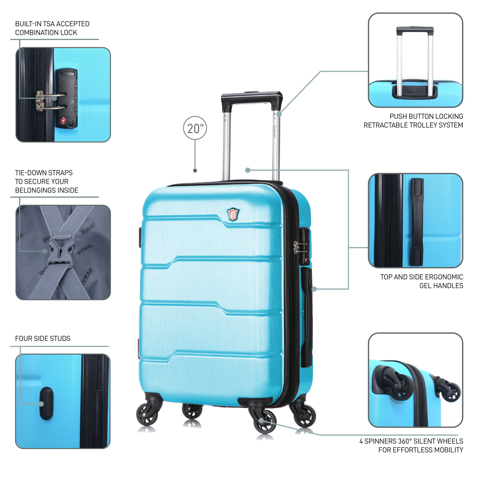 DUKAP Rodez 20" Lightweight Hardside Spinner Carry on Luggage