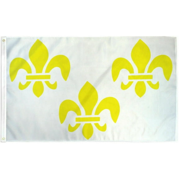 Fleur De Lis Flag White Gold Fleur de Lis NOLA French Royalty Mardi Gras Flag