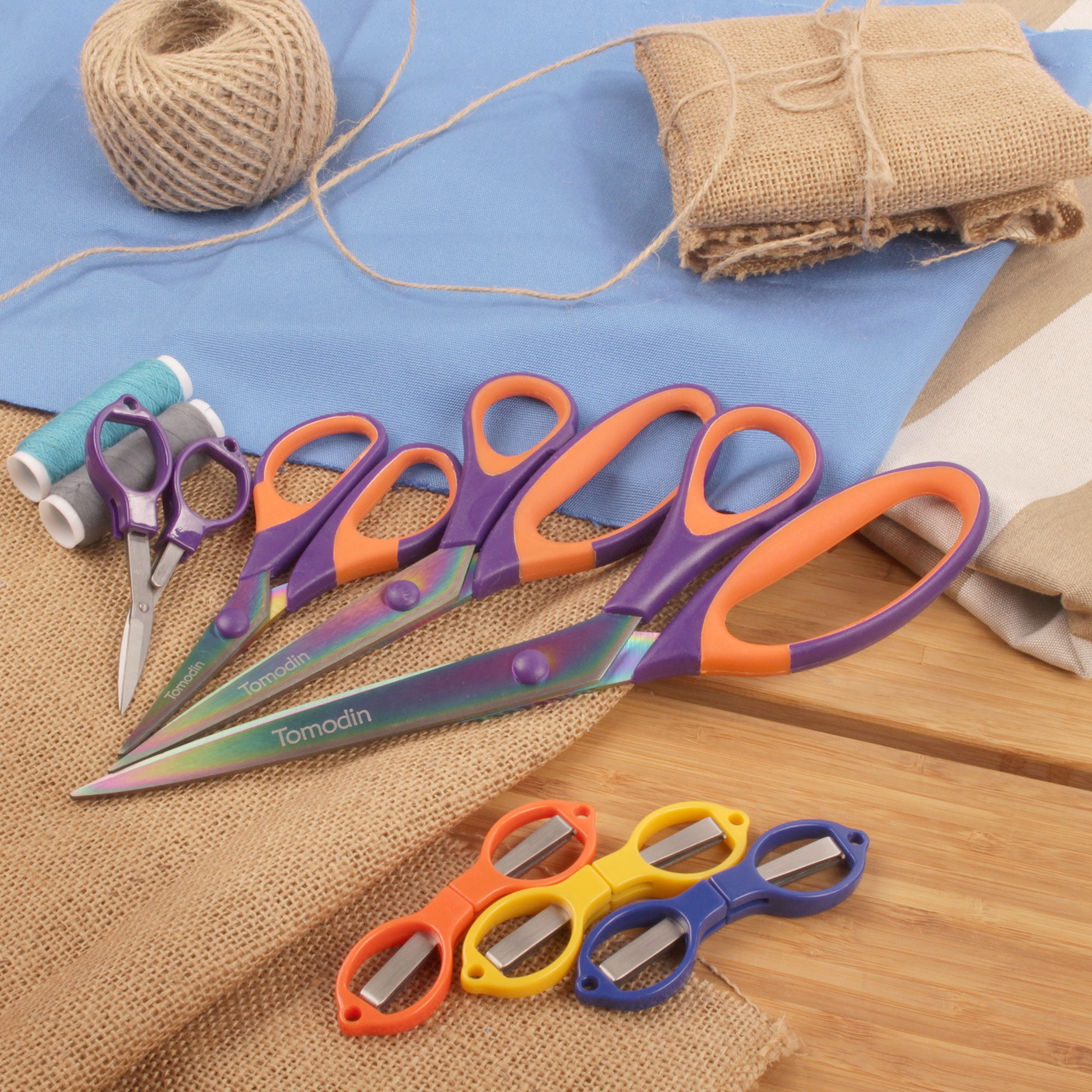 BambooMN Titanium Set & Folding Scissors - Purple w/Orange - 1 Set