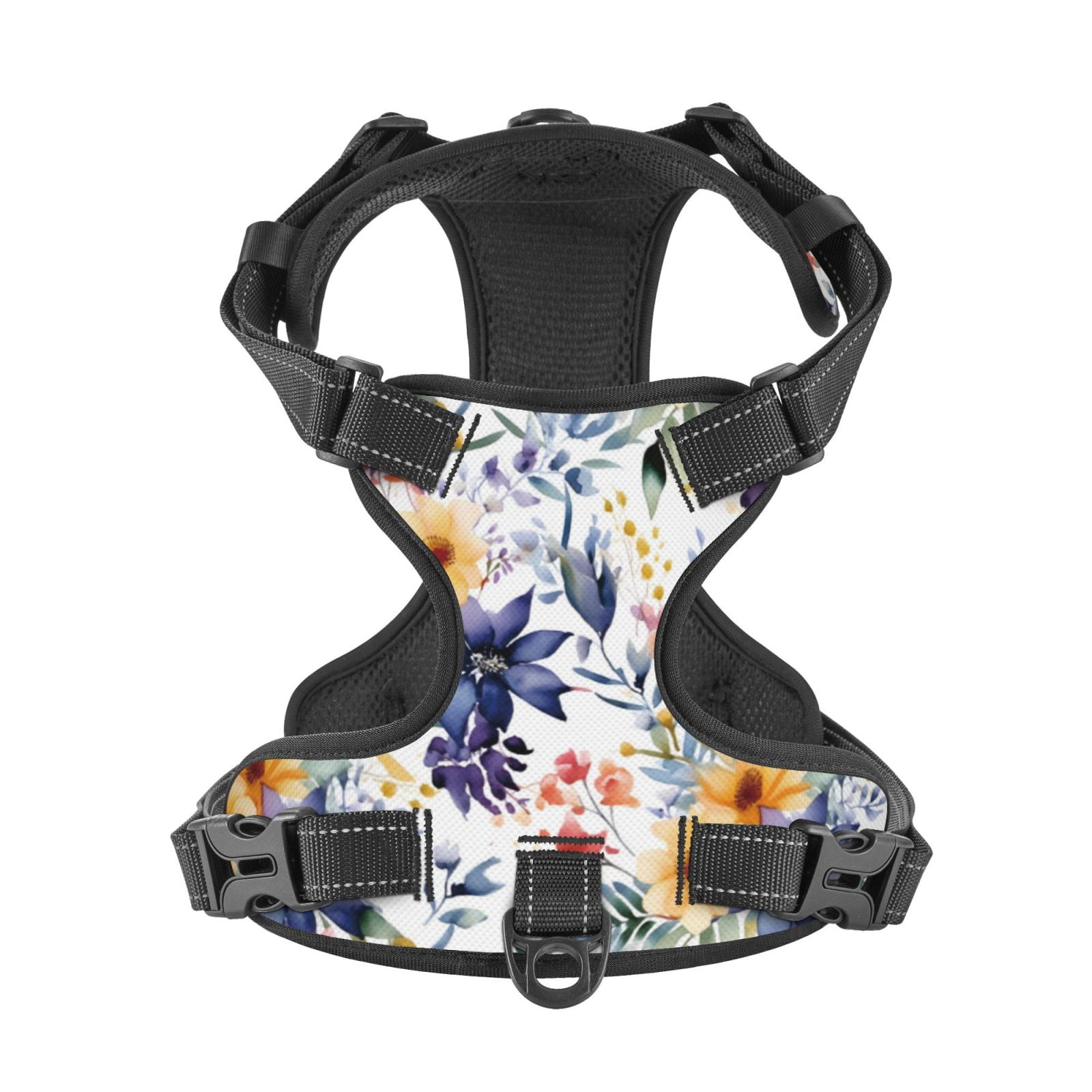 Kdxio Lilies Flowers Print No Pull Dog Harness Adjustable Reflective Oxford Easy Control Medium Large Dog Harness for Training and Everyday-Large
