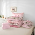 thumbnail image 6 of Manfei Monogrammed Letter 7-Piece Bedding Comforter Set,Bow Flower King Bedding Sets,Bling Glitter Ultra Soft Bed Sheets,Super Cozy Floral Room Decor,Reversible, 6 of 8