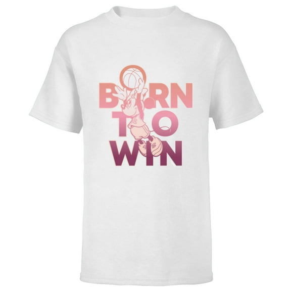 Disney Minnie Mouse Sports Basketball Dunk Born to Win - Short Sleeve T-Shirt for Kids - Customized-White