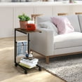 Adjustable Height CShaped End Table, Sofa Side Computer Table with