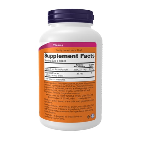 [2個セット] ナウフーズ C-1000 ビタミンC サプリメント 1000mg 250粒 NOW Foods タブレット ローズヒップ タイムリリース