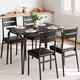thumbnail image 1 of 5 - piece kitchen negra dining mesa set para 4: rectangular wood top con 4 cushioned sillas para small spaces y apartments, 1 of 7