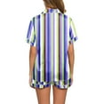 thumbnail image 4 of Womens Pajama Sets 2 Piece Pj Sets Stripes Graphic Print Lapel Button Shirt and Shorts Blue Lounge Sets for Women L, 4 of 5