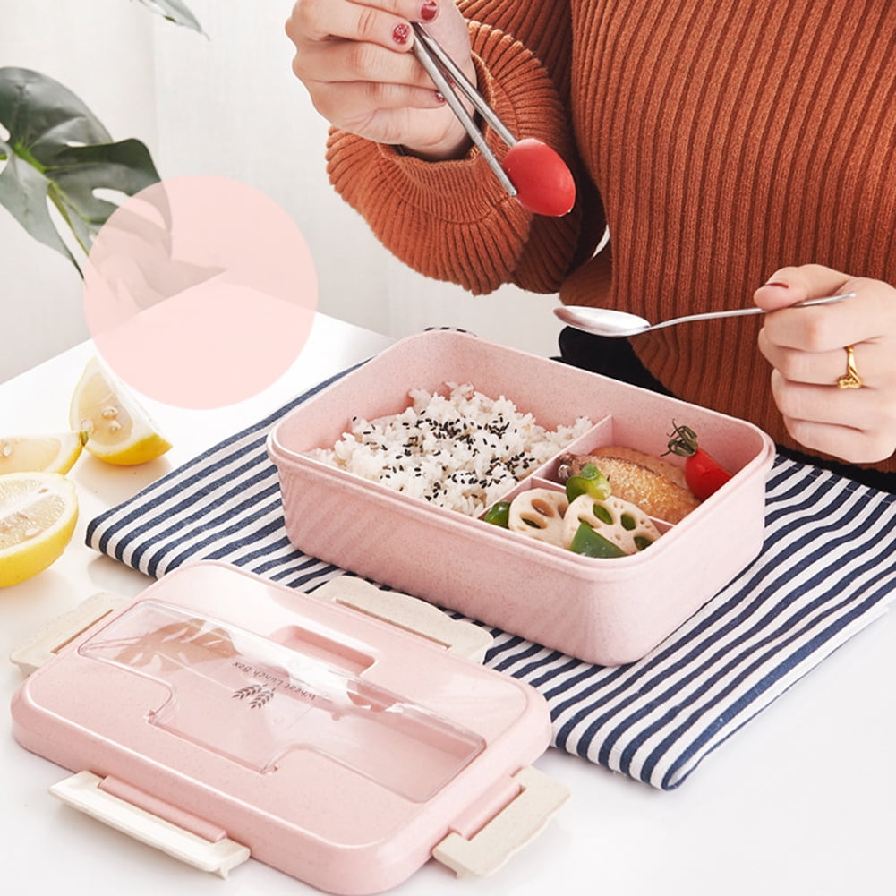 Japanese Style Cute Wheat Straw Lunch Box For Kids School Adults Worker  Portable Food Bento Box With Spoon Chopsticks Microwave