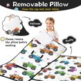 thumbnail image 3 of Monster Cartoon Truck White Pattern Teens Toddler Nap Mat with Pillow, Sleeping Mat Bag for Preschool Daycare 60"x20", 3 of 6