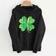 thumbnail image 5 of Xuyuer Womens St. Patrick's Day Clover Print Hoodie Casual Long Sleeve Sweatshirt Irish Shamrock Pullover Tops Sweatshirts Clover Print Shirts Casual Irish Gift Loose Fit Tops, 5 of 6
