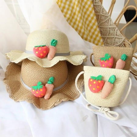 

Baby Straw Sun Hat Outdoor Adjustable Beach Hat with Wide Brim
