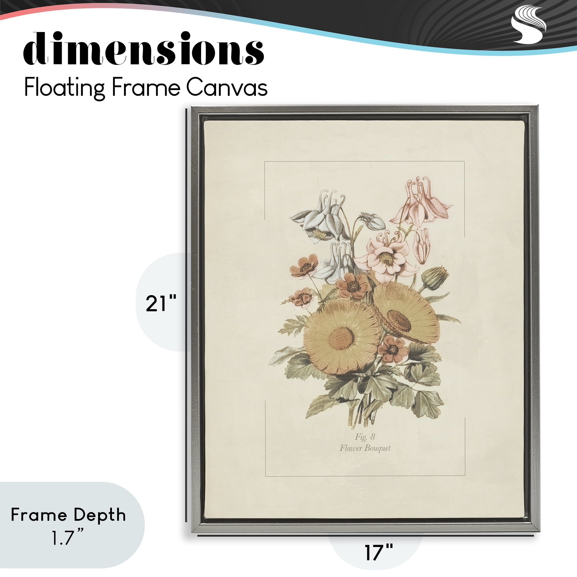 Stupell Industries Flower Bouquet Vintage Garden Gray Framed Floater Canvas Wall Art, design by Dan Meneely