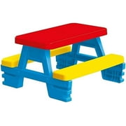 : Big Plastic Picnic Table for 4 - Blue, Red, Yellow - Indoor & Outdoor Use, 44lb Capacity, 44x77x71, Designed for Toddlers & Kids Ages 2+