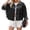 Black, variant on Women's Fringe Denim Jacket Cropped Button Down Lapel Collar Long Sleeve Tassel Trim Casual Boho Western Cowgirl Jean Coat Spring Fall Blue