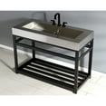 thumbnail image 3 of Kingston Brass KVSP4922A0 Kingston Commercial 49" Stainless Steel Console Sink with Steel Base (8-Inch, 3-Hole), Brushed/Matte Black, 3 of 7