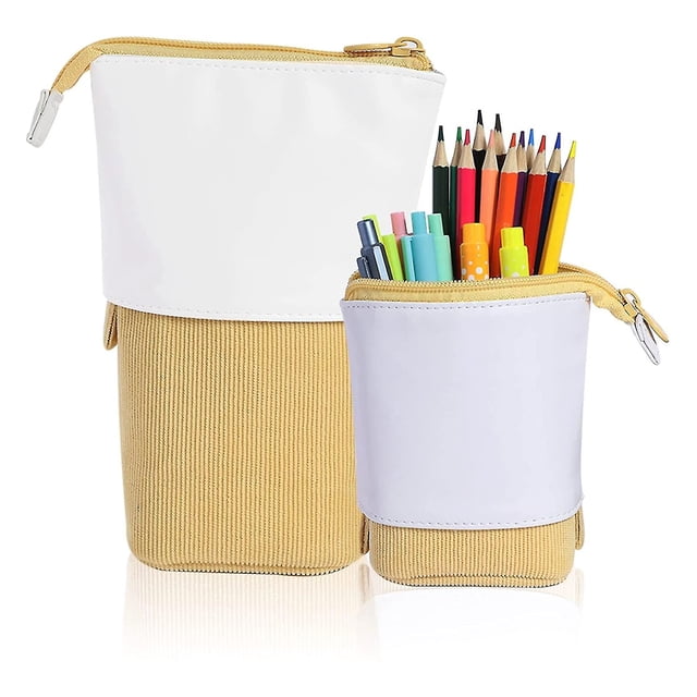 Charming Pop-Up Pencil Organizer, Adjustable Height Telescopic Pencil Pouch for Students Women, Zippered Closure Ensures Security, Multipurpose Pen Case for Office, School, Travel
