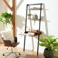 thumbnail image 2 of SAFAVIEH Pamella Rustic Retro 2 Shelf Leaning Desk, Honey/Charcoal, 2 of 12