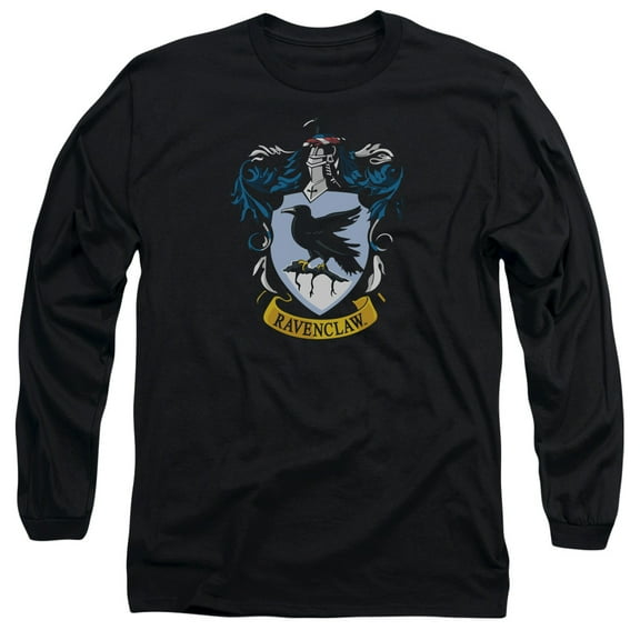 Harry Potter Ravenclaw Crest Long Sleeve Adult 18/1 T-Shirt Black