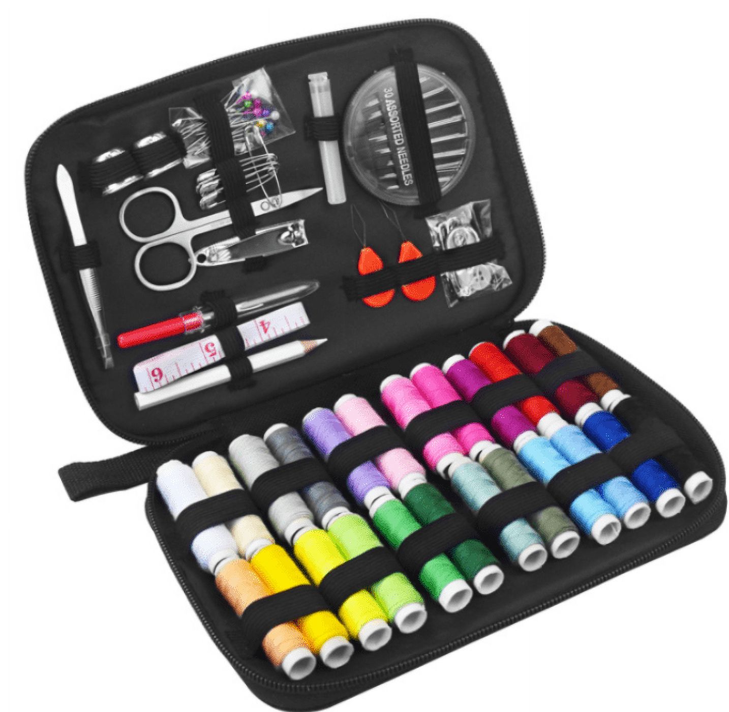90 PCS Premium Sewing Machine Kit, Thread Spools Large Sewing Kits for Adults, College Students, Beginners, Emergency, Sewing Supplies Kit Including Professional Sewing Accessories (Black)