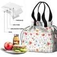 thumbnail image 4 of Pioneer Flower Floral Print Pattern Drawstring Lunch Bag Women - Drawstring Lunch Bag Insulated for Work Office - Stain-Resistant Large Lunchbags for Women with Multi-Pockets, 4 of 6