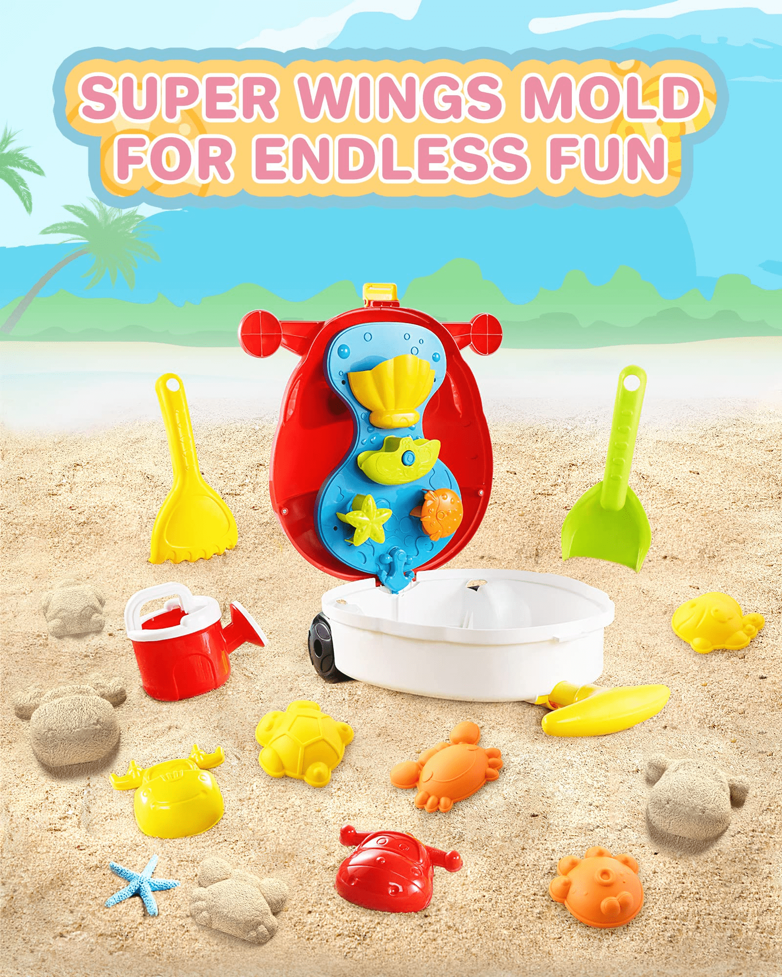 Beach Toys Mega Pack - Bulk Beach & Sandbox Play Set w/ Unique Crab, Shell  & Sea