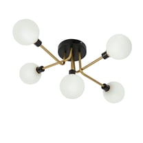 Toolven 5-Light Globe Chandelier, Modern Design with G9 Bulb Holders, Gold and White Finish, Perfect for Home Lighting, Living Room, Dining Room Ceiling Light