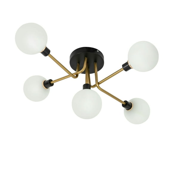 Toolven 5-Light Globe Chandelier, Modern Design with G9 Bulb Holders, Gold and White Finish, Perfect for Home Lighting, Living Room, Dining Room Ceiling Light