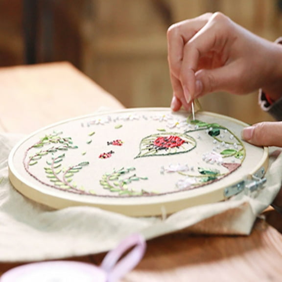 GOOHOCHY  6 Pcs Embroidery Stitching Supplies Round Flower Lace DIY Hand Craft Handcraft