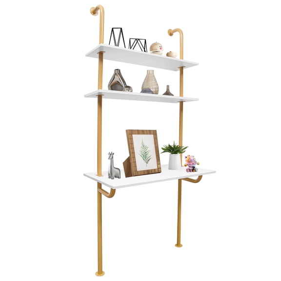 Miumaeov 3 Tier Wall Mounted Desk Work Platform Computer Desk Wall Organizer Storage Shelf Space-saving