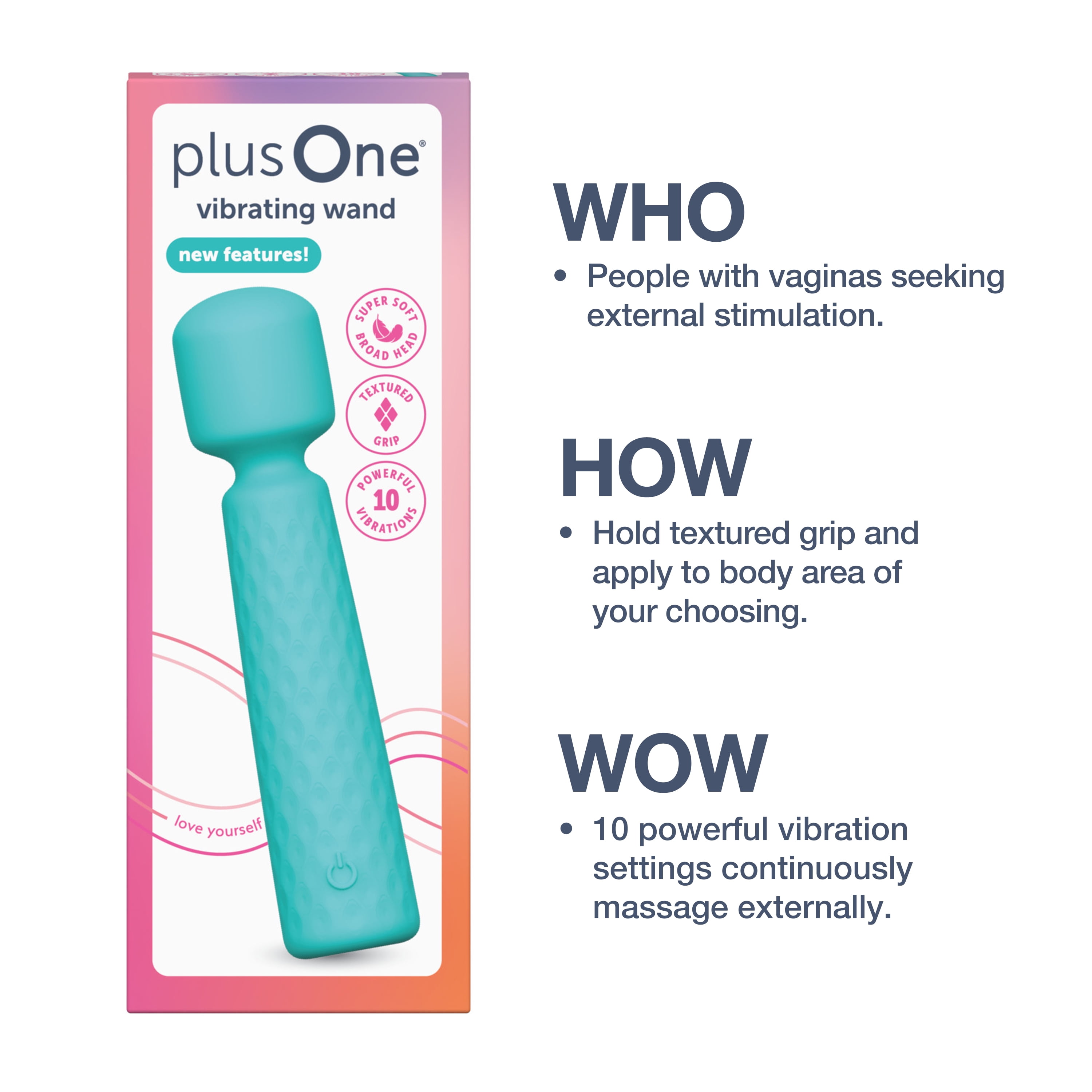 vibrating wand walmart plusOne High Intensity Personal Massager, Vibrating Handheld Wand, 10  Vibration Settings, Waterproof main image 1
