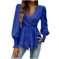 thumbnail image 2 of HongQid Long Sleeve Blouses for Women Dressy Casual, Wrap Tops Work Shirts, V Neck Fall Business Outfits, 2 of 9