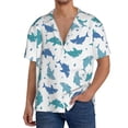 thumbnail image 3 of Vsdgher Party Shark Cute Print Men's Wrinkle Free Untucked Cuban Shirt Business Casual Button Down Shirts Short Sleeve Shirt, 3 of 7