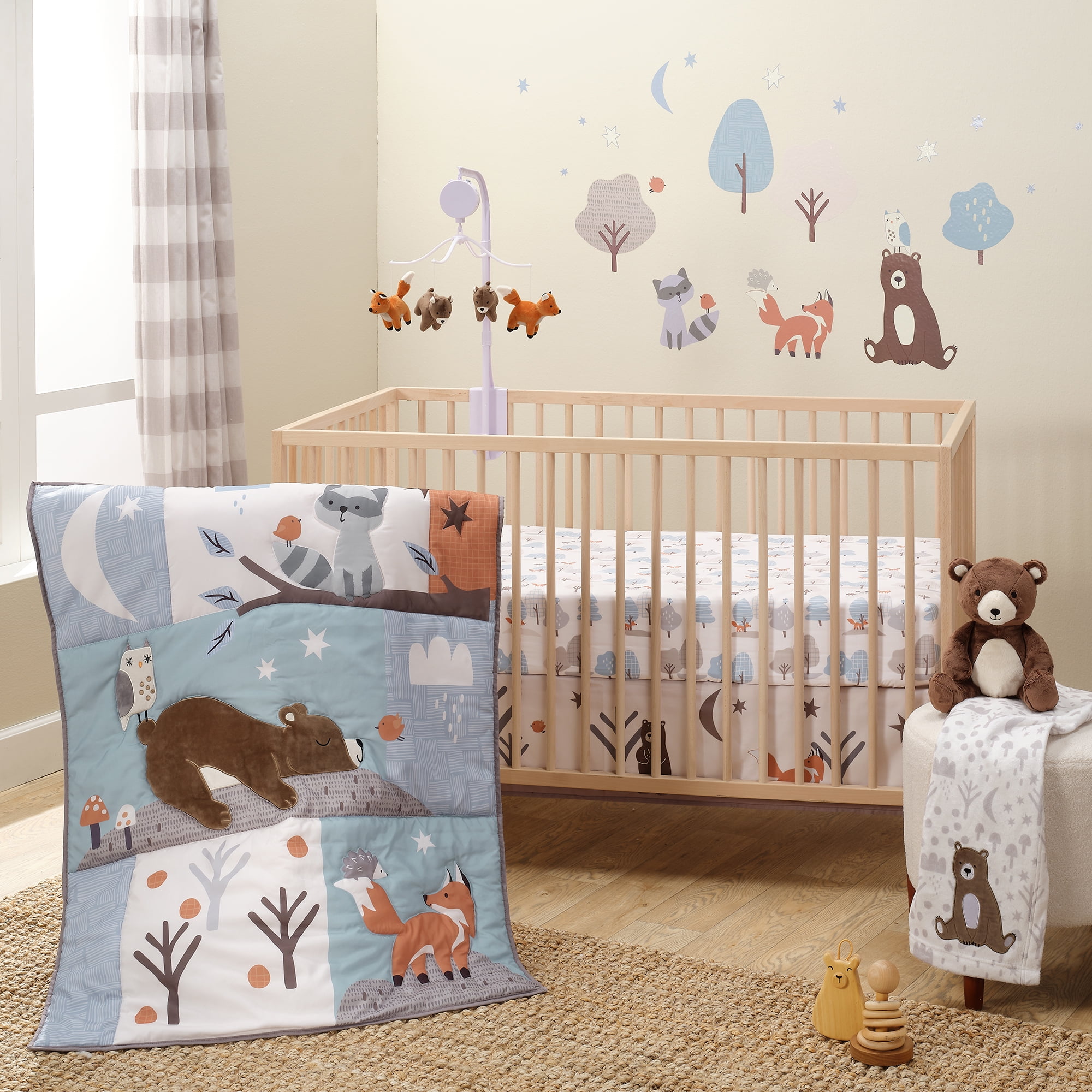 Bedtime Originals Sleepytime Bear & Fox Musical Baby Crib Mobile Soother Toy