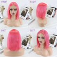 thumbnail image 4 of Pink Bob Wigs 13x4 Lace Front Human Hair Wigs Straight Brazilian Virgin Hair Pre Plucked Hairline Bleached Knots Unprocessed Wig for Women 12inch, 4 of 5