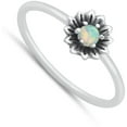 thumbnail image 4 of CHOOSE YOUR COLOR White Simulated Opal Flower Ring .925 Sterling Silver Band CZ Female Size 8, 4 of 4