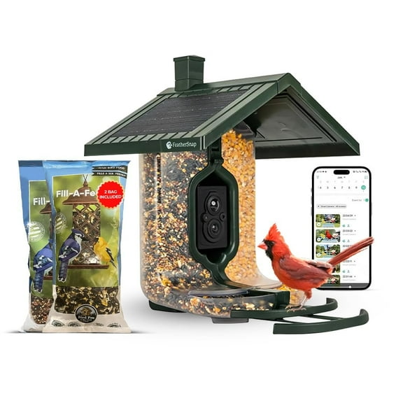 Smart Birdfeeder with AI Identification and Wi-Fi Solar Powered, Captures HD Pictures and Videos Sent Directly to Your Phone Bird Feeder & Starter Kit