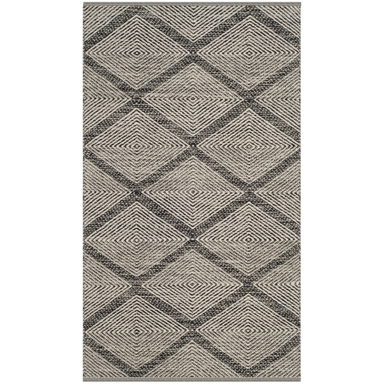 SAFAVIEH Montauk Bailey Geometric Diamond Cotton Area Rug, Black, 3' x 5'