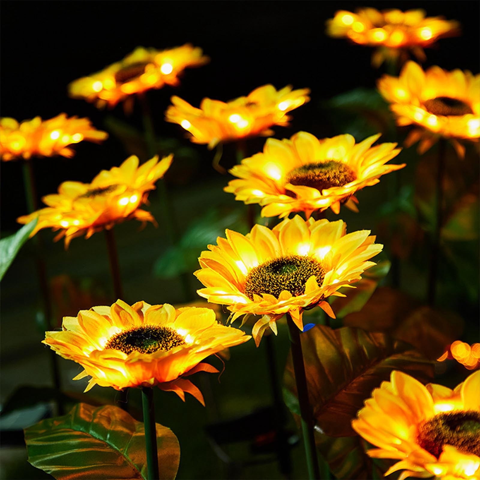 4pcs Solar LED Sunflower Garden Lights Outdoor, IP65 Waterproof Light for Outdoor Flower Bed, Yard, Pathway, Patio Decor - Gift for Mom, Women, Grandma