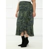 ELOQUII Elements Women's Plus Size Zebra Print Satin Ruffle Midi Skirt
