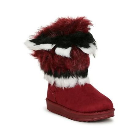 

Asymmetrical Fur Round Toe Flat Winter Boots 19846