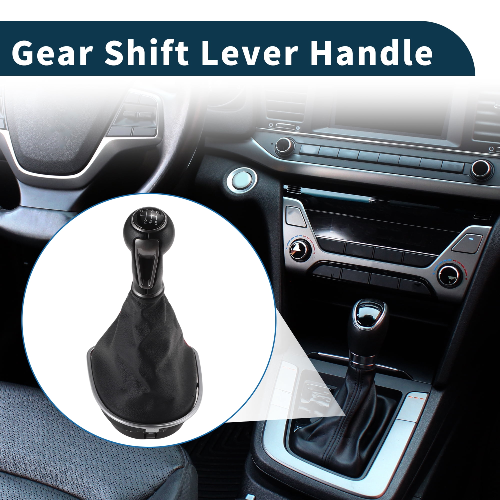 Unique Bargains Manual Transmission Gear Shift Knob Handle for Seat Leon II Toledo III Altea XL Shift Gear Lever Knob Gearstick Gaiter Boot Cover Plastic Leather
