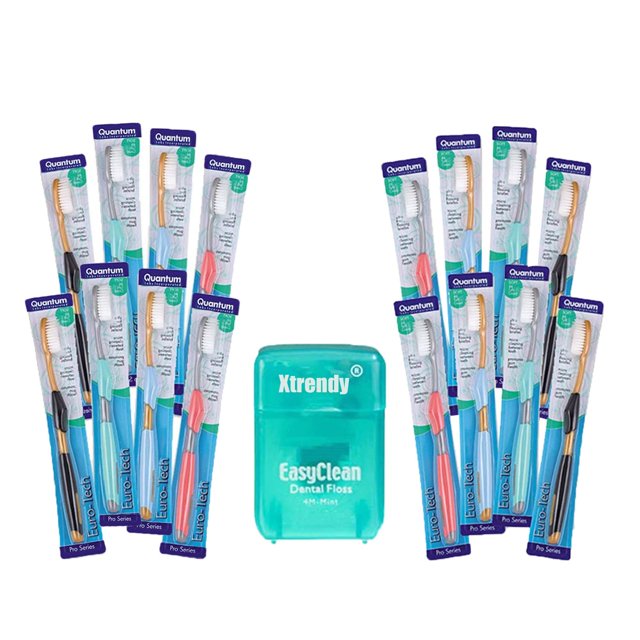 Cepillo de dientes XTRENDY Euro-Tech de cerdas suaves, paquete de 16