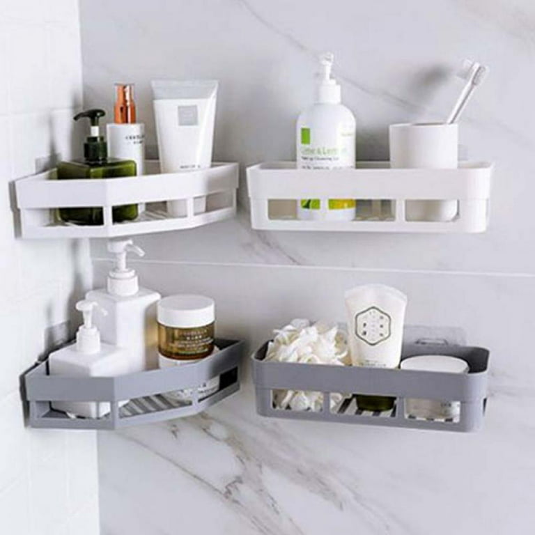 1pc Bathroom/kitchen Punch-free Corner Shelf, Shower Rack, Iron Art Shampoo Storage  Rack With Suction Cup Brackets, Bathroom Accessories
