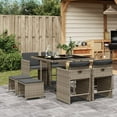 thumbnail image 1 of vidaXL 9 Piece Garden Dining Set with Cushions Grey Poly Rattan, 1 of 5