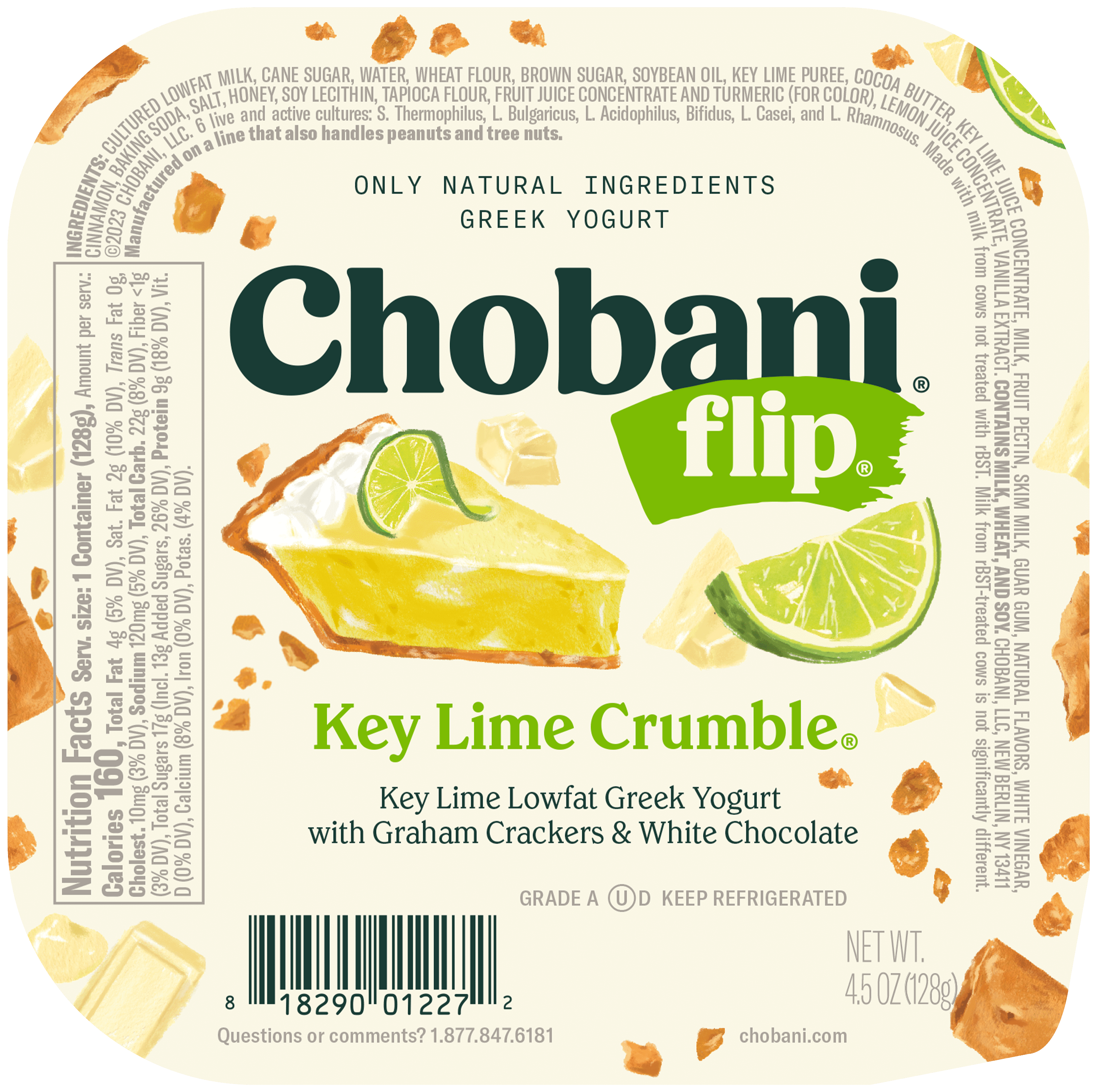 Chobani Flip Low-Fat Greek Yogurt Key Lime Crumble 4.5 oz Cup