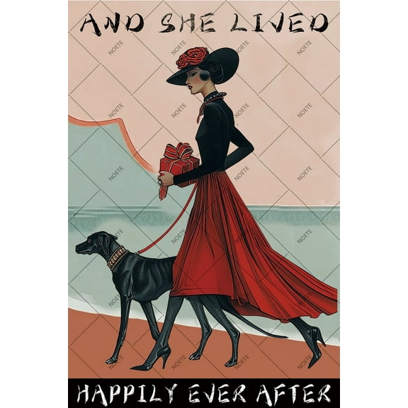 Noete Vintage Greyhound Aluminum Metal Sign "And She lived" Durable 8x12 Inch Indoor & Outdoor Decor for Dog Lovers