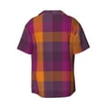 thumbnail image 2 of Fotbe Purple Yellow Buffalo Plaid print Short Sleeve Button Down Shirts for Men Casual Summer Beach Wrinkle Free Shirt-Small, 2 of 7