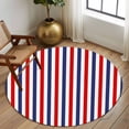 thumbnail image 3 of 5ft Round Rug, Red Blue White Striped Non-Skid Rubber Backing Large Area Rugs - Living Room Bedroom Home Office, Modern Simple Stripes Indoor Floor Mat Carpets Washable Rug, 3 of 9