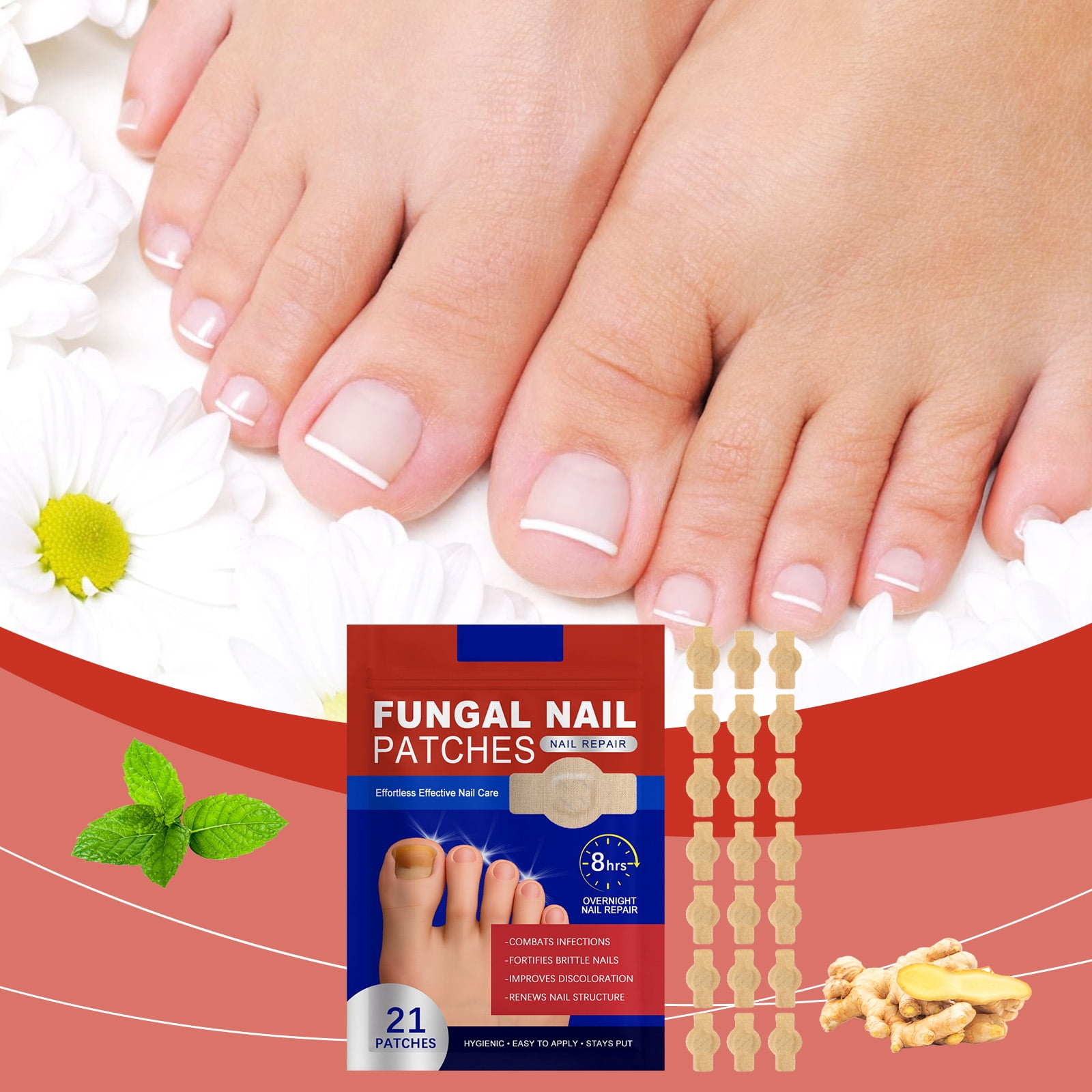 Nail Repair Patch, 42 PCS Fungal Nail Patch, Damaged Thickened Nails Repairing, Overnight Repair for Toenail and Fingernail