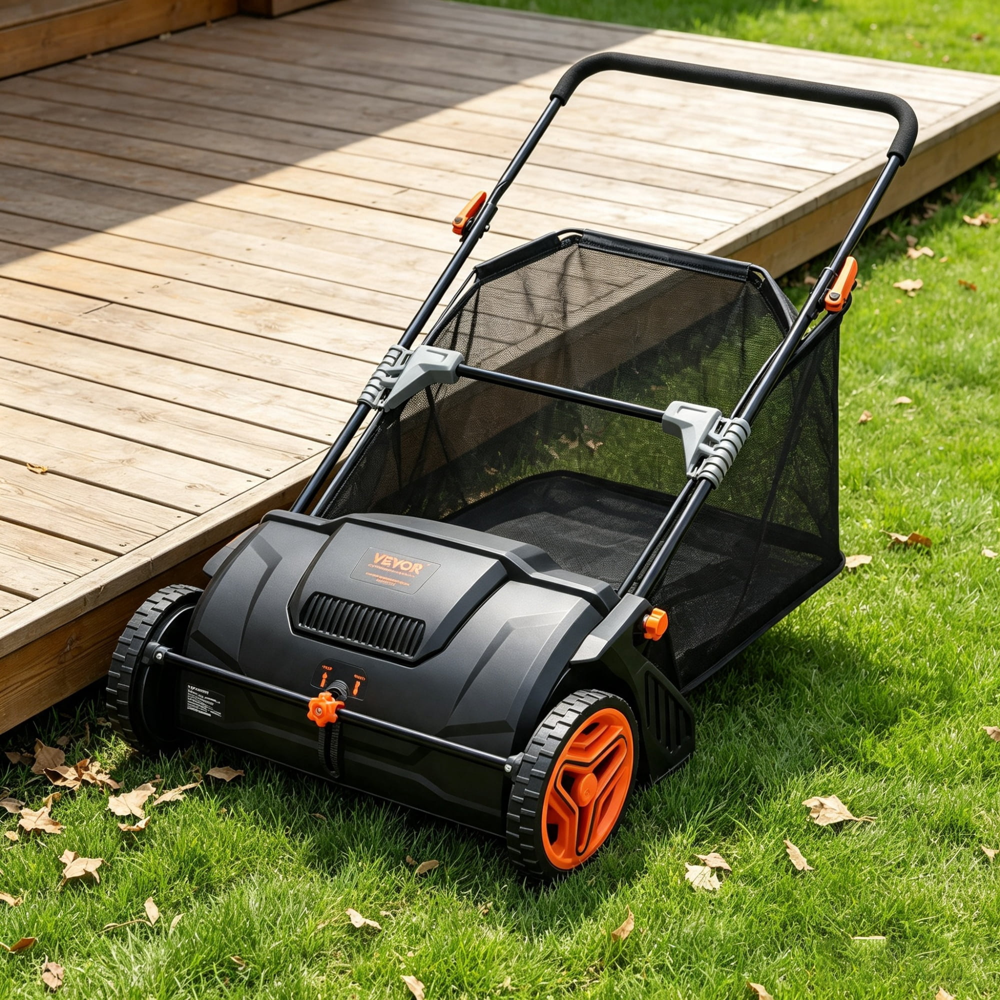 21" Push Lawn Sweeper with 2 Brushes, Heavy Duty Steel & Plastic Wheels, 3.5 cu.ft Leaf Collector