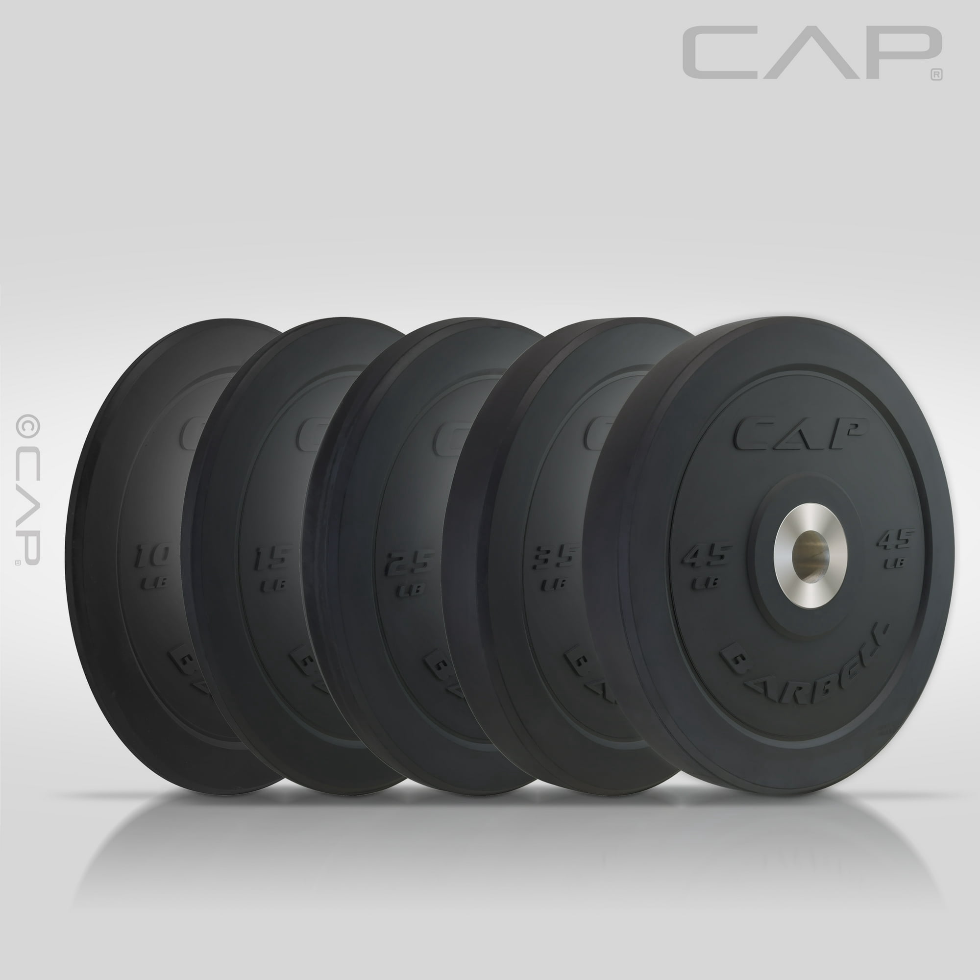 (2 pack) CAP 15 lb Olympic Bumper Plate, Black